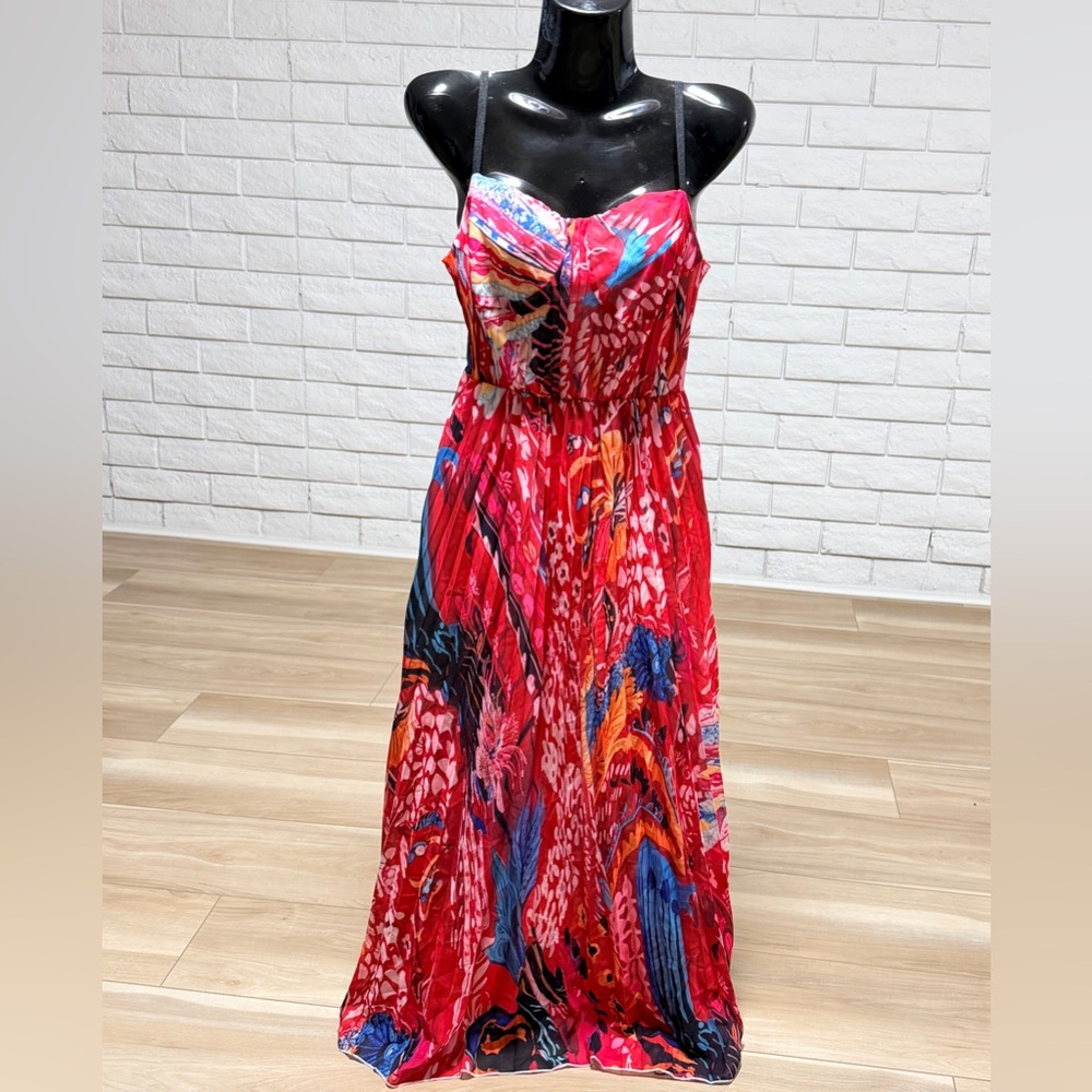 Red Floral Print Maxi Dress - Strappy Summer Sundress